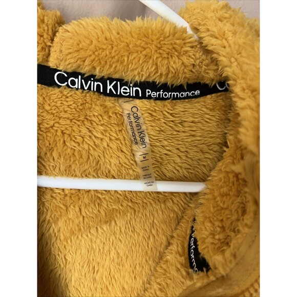 Calvin Klein Performance Hooded Sherpa Sweater Yellow Size Medium Size Women’s - Picture 3 of 9
